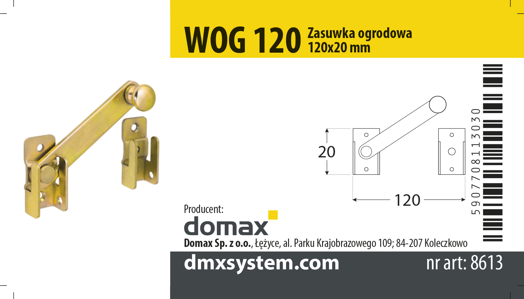 Riiv WOG 120x20mm messingu värv