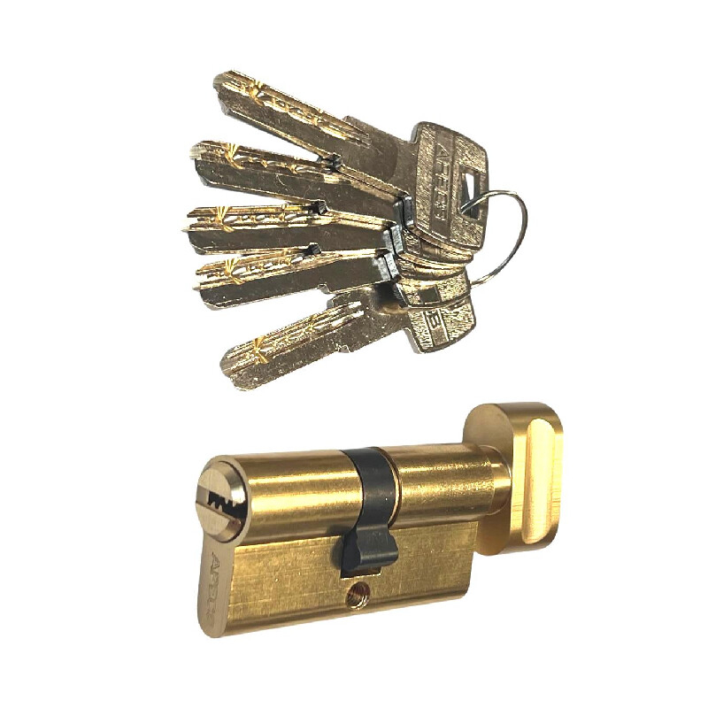 Luku turvasüdamik väändenupuga Apecs 30x30mm/5 võtit messingi värvi