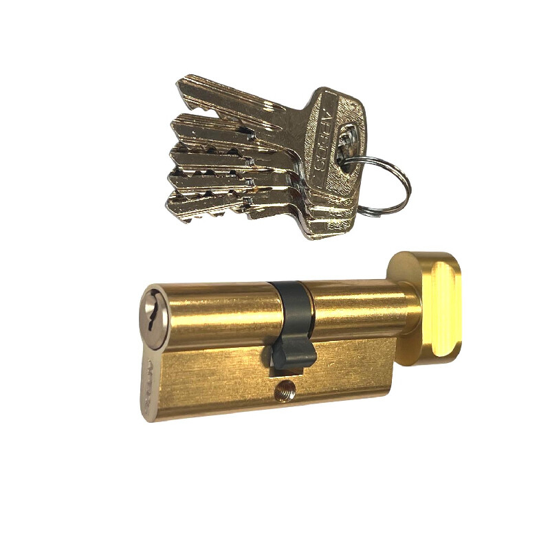 Lukusüdamik väändenupuga Apecs 30x30mm/5 võtit messingi värvi