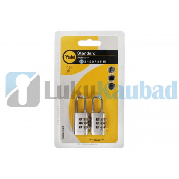 Koodiga tabalukk Yale YE3C/20/121/2/S (2tk pakis, muudetav kood)