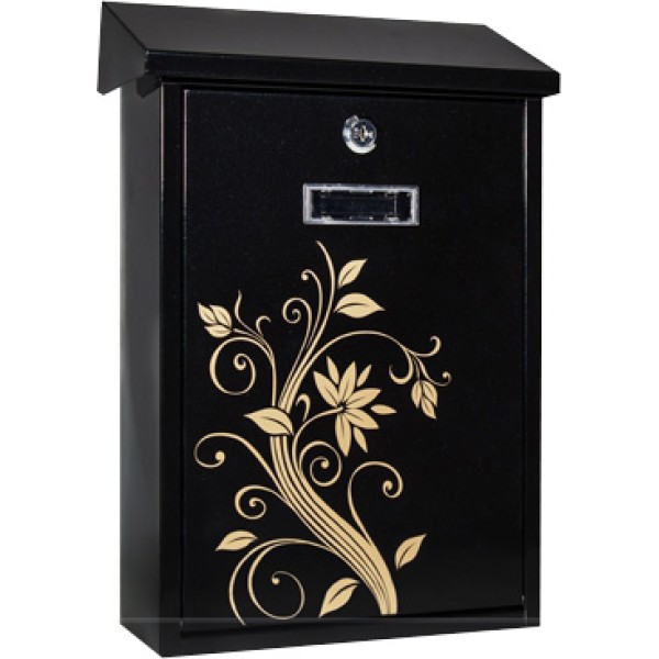 Postkast Arregui E5609 (must / kuldne lill)