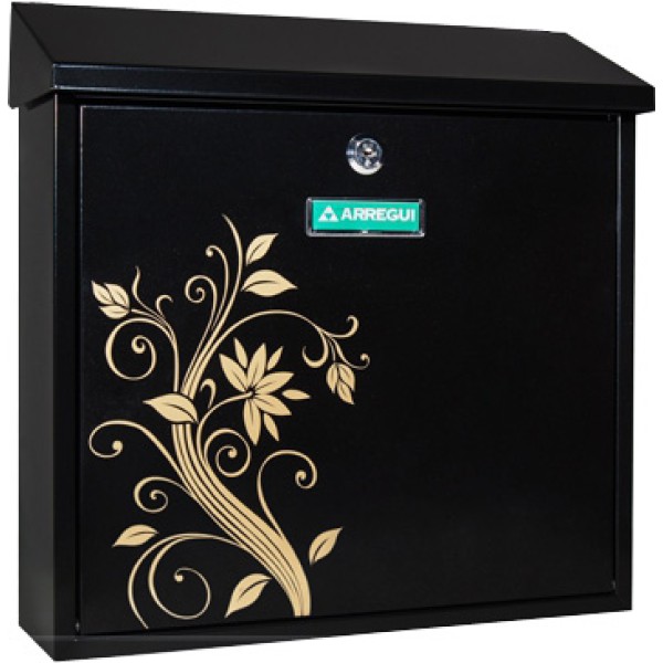 Postkast Arregui Maxi E5619 (must, kuldse lillega)