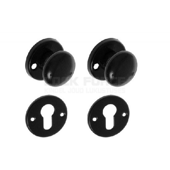 DOOR KNOB, TWO-SIDED ROTABLE, PZ ESCUTCHEON INCLUDED, BLACK