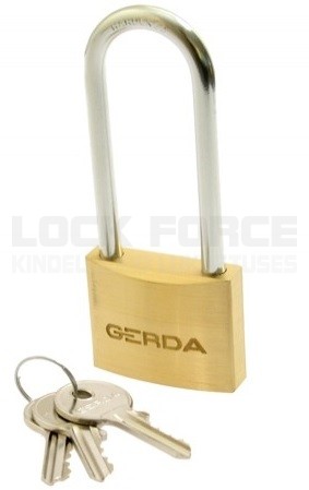 PADLOCK GE 40 MM, WITH 66 MM LONG SHACKLE, BRASS