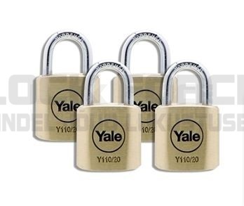 PADLOCK YALE Y110/20/111/4 BRASS KEYED ALIKE