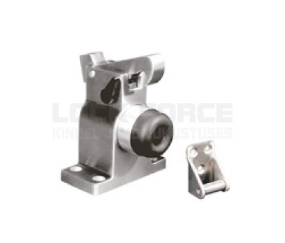 DOOR STOP FOR HEAVY DOORS, WITH SHOCK ABSORBER AND RETAINER JNF IN.13.010 STAINLESS STEEL/BLACK RUBBER