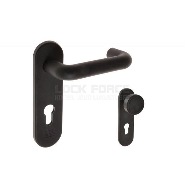 FIRE-RESISTANT DOOR HANDLE + KNOB 72 MM BLACK