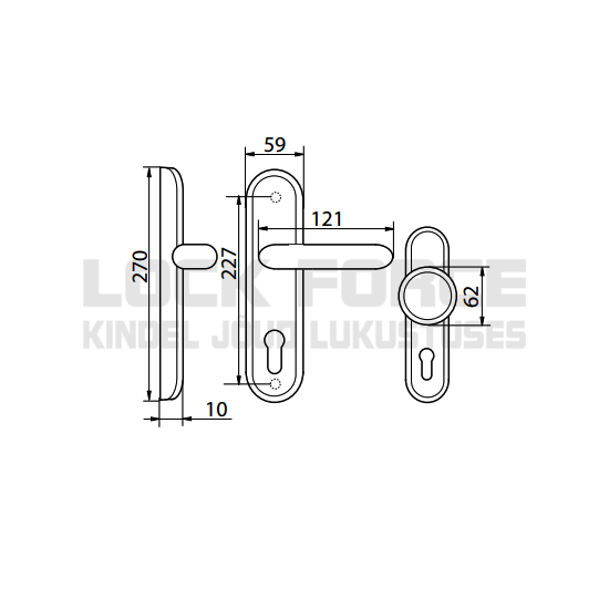 DOOR HANDLE WITH KNOB 72 PZ PATINA, RIGHT