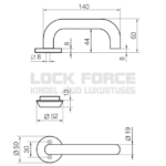 DOOR HANDLE ABLOY EXIT INOXI 3-19/030 STAINLESS STEEL, 55-65 MM DOOR