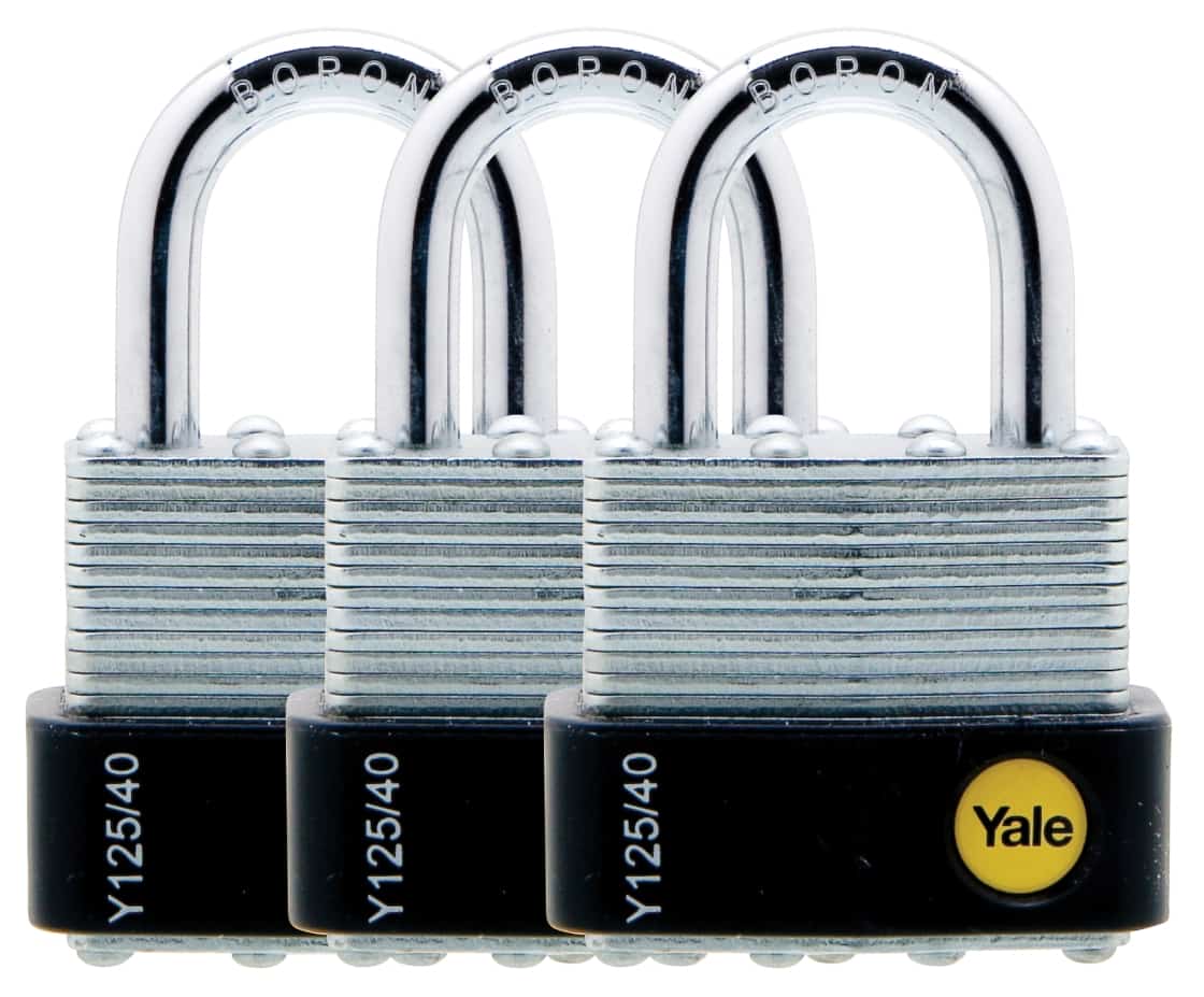 Yale General Security GY125 mitmekihilisest lamineeritud terasest tabalukud, 3 tk pakis