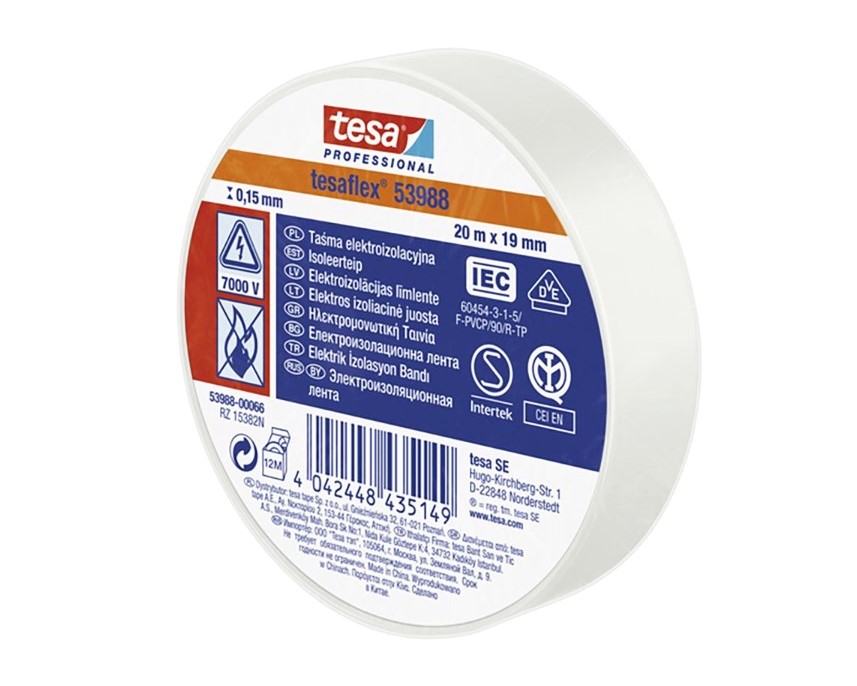 tesa® Professional 53988 tesaflex Electrical Insulating Tape, valge