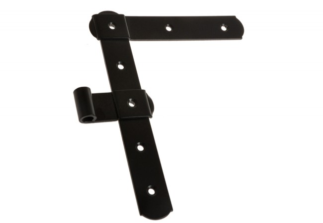 Right-Hand Angled Shutter Hinge with Hook Rustic Black Finish for Wood Shutters