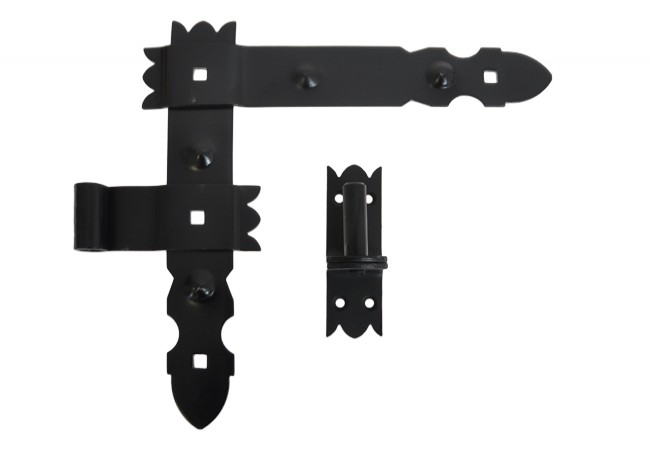 Rustic Angle Hinge 300x300 Black Decorative Set with Hook Weather Resistant (4 pcs)