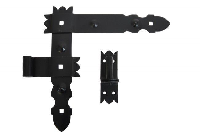 Rustic Angle Hinge 300x300 Black Decorative Set with Hook Weather Resistant (4 pcs)