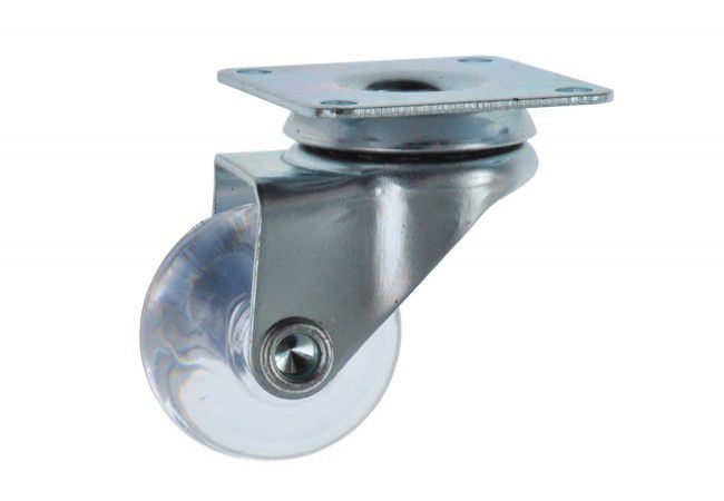 Transparent Furniture Wheel 35mm with Plate Bearing 25kg Low-Profile Design
