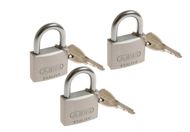 ABUS 727TI/40 Padlock Set TITALIUM 40mm Keyed Alike Corrosion Resistant (3 pcs, 4 keys)