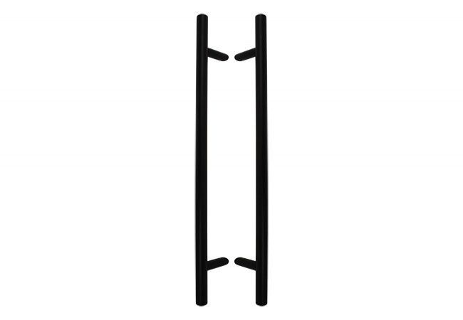 Double-Sided Angled Door Pull Handle 45° 800mm Black ?32mm for Wood PVC Aluminium Glass