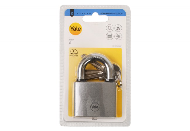 YALE Y111S/50/125/1 Padlock Cast Iron Snap-Lock EN 12320:2012 Silver 50mm