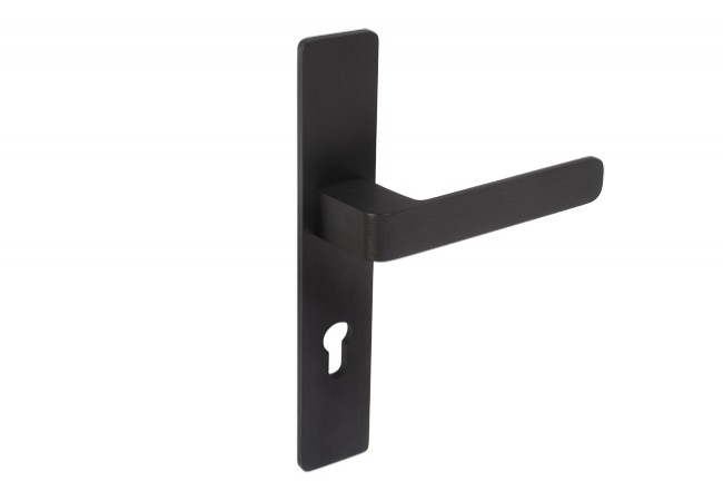 L-72 H626/S5S42G6 Door Handle Set Long Plate Black Anodized Concealed Mounting