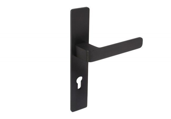 L-72 H626/S5S42G6 Door Handle Set Long Plate Black Anodized Concealed Mounting