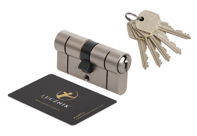 Łucznik E8 30/55 cylinder insert, 5 cut keys, 6.D certificate, nickel