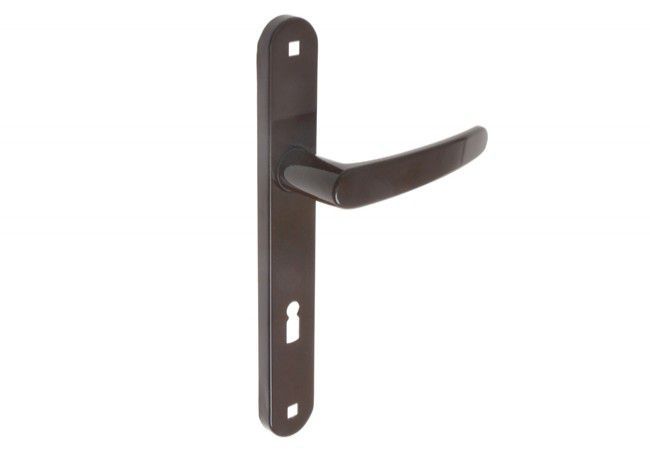 NADIA Door Handle Set Long Escutcheon 30x215mm 90mm Lock Spacing Brown