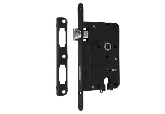 Metalplast-Częstochowa 72/60 Mortise Cylinder Lock With Lever Left Black Security Class 3
