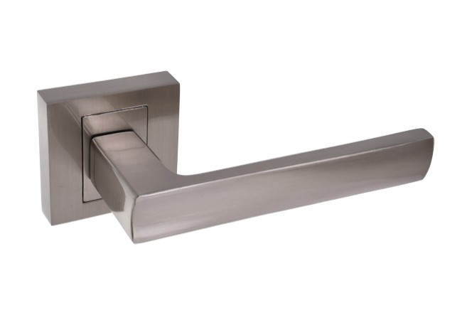 B-Harko Nana Door Handle Square Escutcheon Satin Nickel Interior Solid Metal