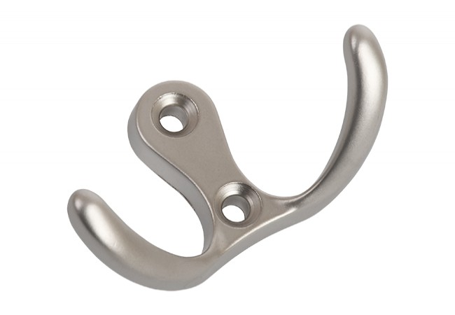 GAMET WP19-G0006 Double Furniture Hook Compact Satin Nickel 55mm Short Profile