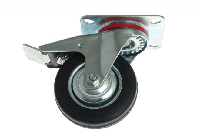 CKPW-SG 160W-HC Swivel Caster Wheel with Brake 160mm Black Rubber 150kg