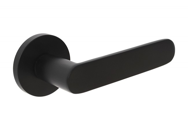 Schaffner NORA Door Handle Round Rosette Matte Black Integrated Support Mechanism