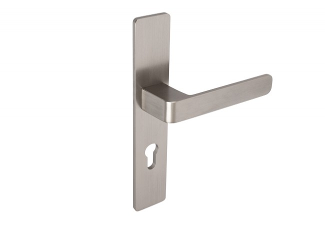 H626/S5S42G6 Lever Door Handle Long Backplate INOX Concealed Fixing 6mm Plate
