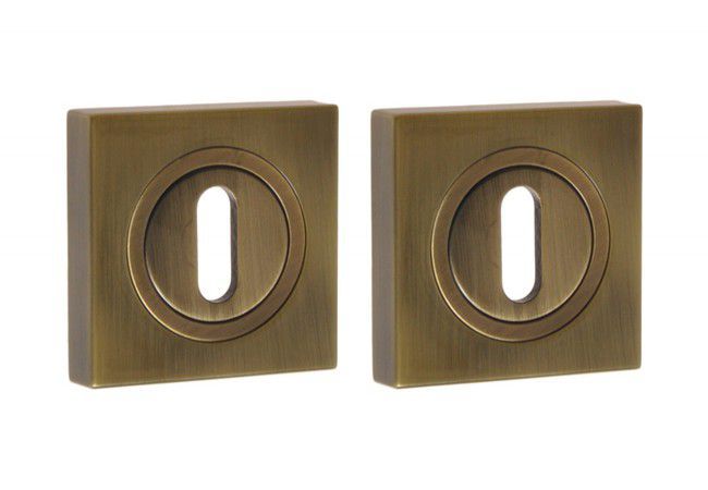 GAMET PLT-25-N-AB-KW Square Escutcheon Zinc Alloy Keyhole Patina Finish