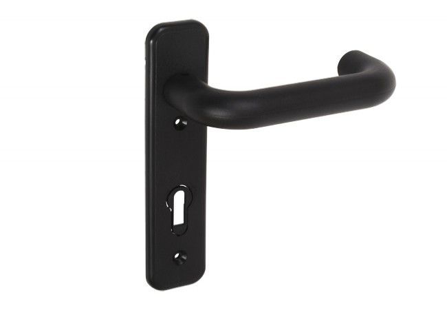 Black Plastic Door Handle Set 72mm Key/Cylinder Safe Edge Impact-Resistant