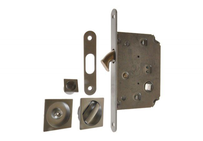 Sliding Door Lock with Square WC Handles Matte Chrome Privacy Set with Indicator