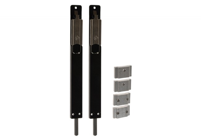 MASTER surface-mounted/mortise door bolt, black, length 220 mm, width 23 mm, thickness 8 mm (top and bottom)