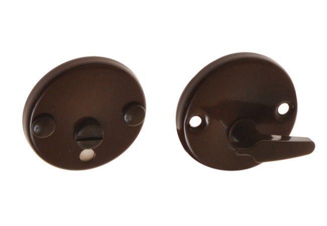 Round Door Escutcheon WC Lock Set Brown Complete Privacy Bathroom Hardware
