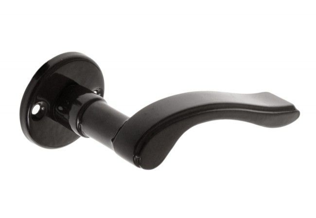 WISBERG D2 GIĘTA Door Handle Round Escutcheon Black Lacquered Ergonomic