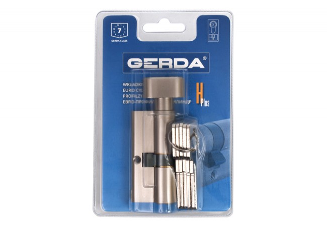Gerda H Plus 30G/45 Lock Cylinder Satin Nickel with Knob PN-EN 1303:2007 Certified