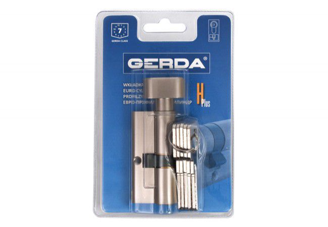 Gerda H Plus 30G/45 Lock Cylinder Satin Nickel with Knob PN-EN 1303:2007 Certified