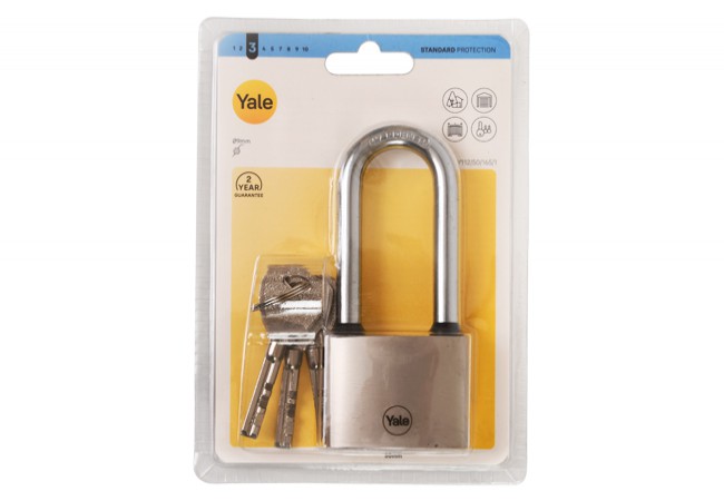 YALE Y112/50/165/1 Disc Padlock Long Shackle Cast Iron EN12320 Silver