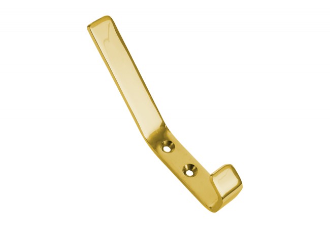 RECZ 162-095 Single Towel Hook Long 15cm Polished Brass Slim Profile