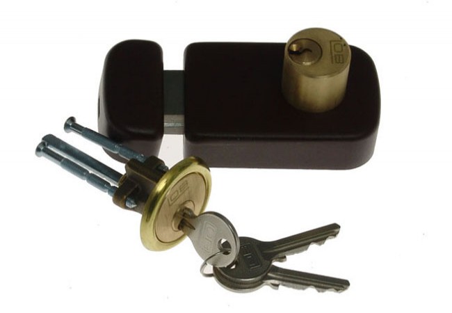 LOB TB52 Double Cylinder Surface Rim Lock Brown 32?64mm Stamped Steel