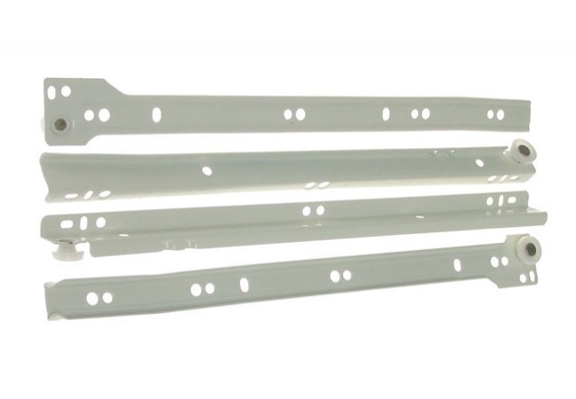 PR-1011-250 Roller Guide for Drawers 250mm White Low-Friction Slide