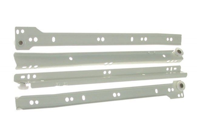 PR-1011-250 Roller Guide for Drawers 250mm White Low-Friction Slide