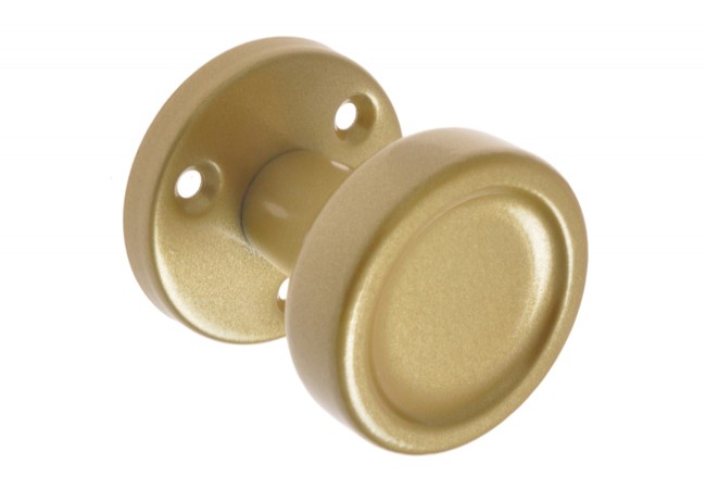 GAMAR Fixed Door Knob Round Rosette Aluminum Gold Lacquer Non-Turning Design