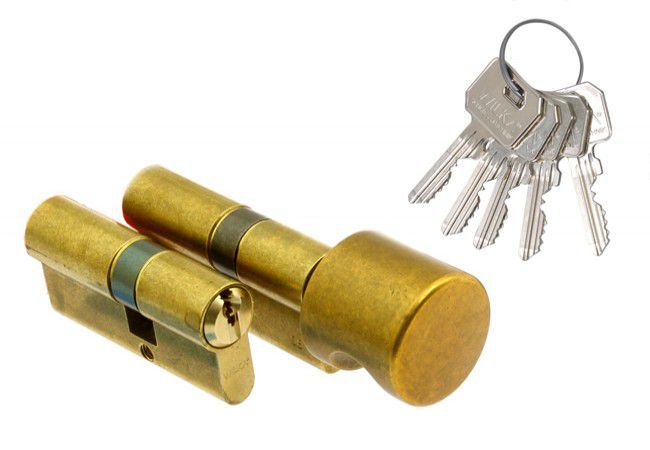 WILKA 1400/1405 Euro Cylinder & Knob Cylinder Set EN 1303 Class D Brass 5 Dimple Keys