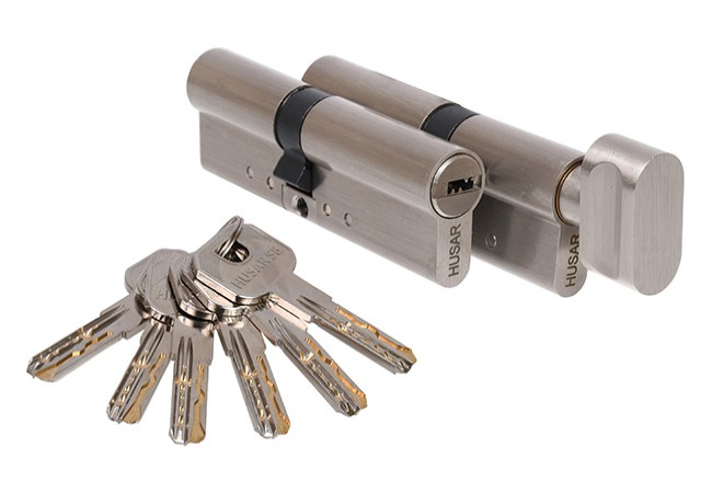 HUSAR S8 35/35 + 35G/35 Certified Cylinder Set Class C Anti-Drill Satin Nickel PN-EN 1303
