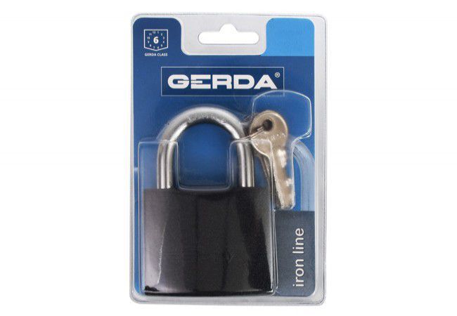 GERDA IRON LINE KZZS S60 Snap-Lock Cast Iron Padlock Black Hardened Shackle