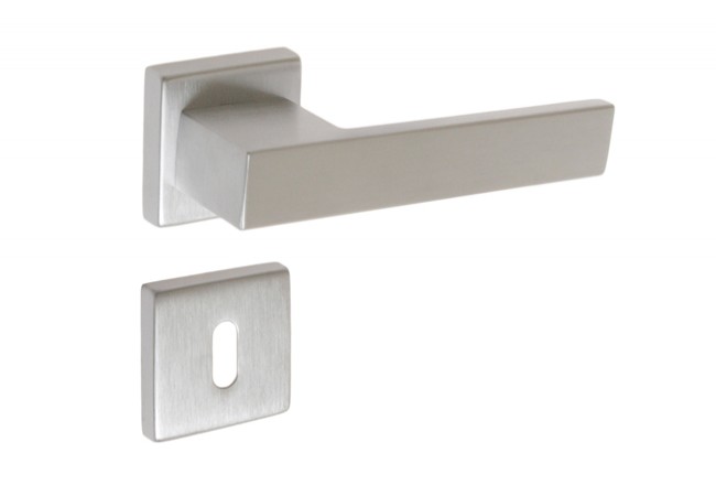 TOTAL QR Door Handle Square Escutcheon Matte Chrome Dual Lever Set